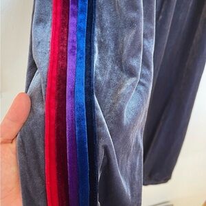 Aviator Nation $220 SOLD OUT Velvet Track Pants with Multicolor Stripes